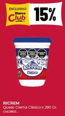 Diarco Ricrem queso crema clásico oferta