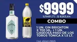 Diarco Brighton gin + Paso De Los Toros tonica oferta
