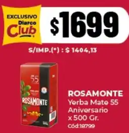 Diarco Rosamonte yerba mate 55 aniversario oferta