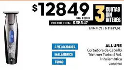 Diarco Allure cortadora de cabello trimmer turbo 4 vel. inhalambrica oferta