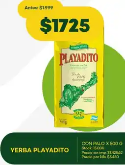 Super MAMI Playadito verba mate con palo oferta