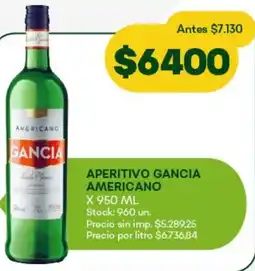 Super MAMI Gancia americano aperitivo oferta