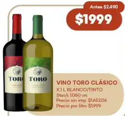 Super MAMI Toro vino clásico blanco/tinto oferta