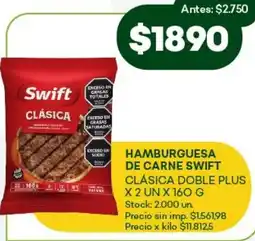 Super MAMI Swift hamburguesa de carne clásica doble plus oferta