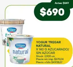 Super MAMI Tregar natural yogur azucarado/ sin azúcar oferta