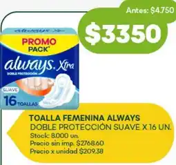 Super MAMI Always toalla femenina doble protección suave oferta