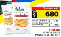 Carrefour Maxi Fideos bulnez paquete varios tipos oferta