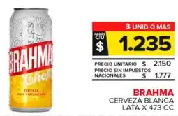 Carrefour Maxi Brahma cerveza blanca lata oferta