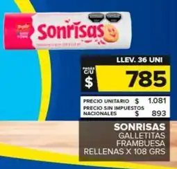 Carrefour Maxi Sonrisas galletitas frambuesa rellenas oferta