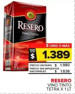 Carrefour Maxi Resero vino tinto tetra oferta