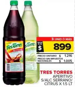 Carrefour Maxi Tres torres aperitivo s/alc serrano/ citrus oferta