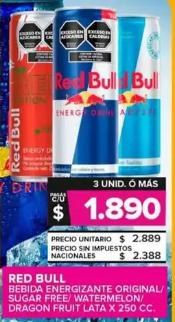 Carrefour Maxi Red bull bebida energizante original/ sugar free/ watermelon/ dragon fruit lata oferta
