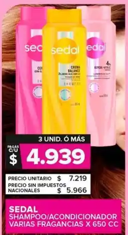 Carrefour Maxi Sedal shampoo/acondicionador varias fragancias oferta