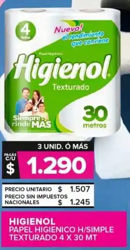 Carrefour Maxi Higienol papel higienico h/simple texturado oferta