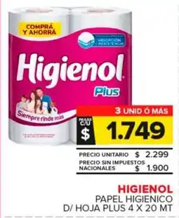 Carrefour Maxi Higienol papel higienico d/hoja plus oferta