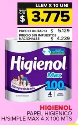 Carrefour Maxi Higienol papel higienico h/simple max oferta