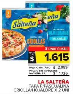 Carrefour Maxi La salteña tapa p/pascualina criolla/hojaldre oferta