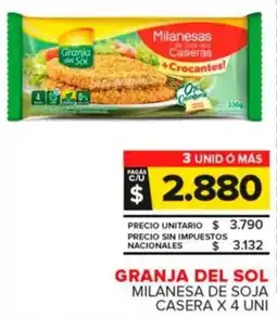 Carrefour Maxi Granja del sol milanesa de soja casera x oferta