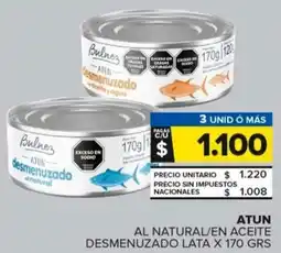 Carrefour Maxi Bulnez atun al natural/en aceite desmenuzado lata oferta