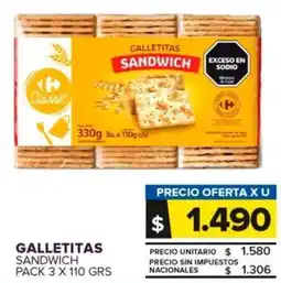 Carrefour Maxi Galletitas sandwich oferta