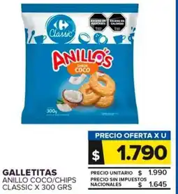 Carrefour Maxi Galletitas anillo coco/chips classic oferta