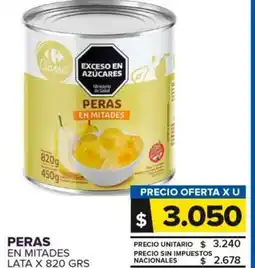 Carrefour Maxi Peras en mitades lata oferta