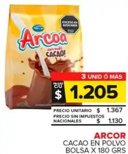 Carrefour Maxi Arcor cacao en polvo bolsa oferta