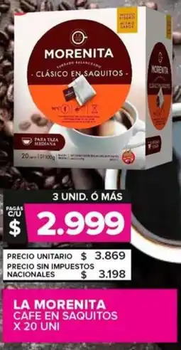 Carrefour Maxi La morenita cafe en saquitos oferta