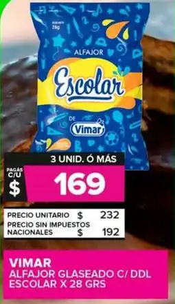 Carrefour Maxi Vimar alfajor glaseado c/ ddl escolar oferta
