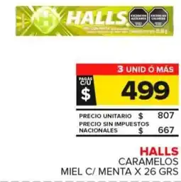 Carrefour Maxi Halls caramelos miel c/ menta oferta
