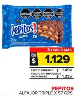 Carrefour Maxi Pepitos alfajor triple oferta