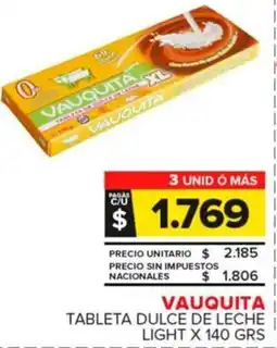 Carrefour Maxi Vauquita tableta dulce de leche light oferta
