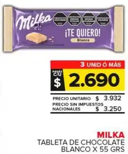Carrefour Maxi Milka tableta de chocolate blanco oferta