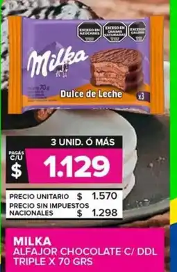 Carrefour Maxi Milka alfajor chocolate c/ ddl triple oferta