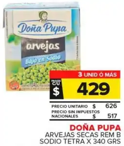 Carrefour Maxi Doña pupa arvejas secas rem b sodio tetra oferta