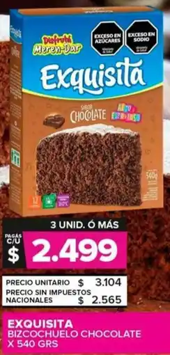 Carrefour Maxi Exquisita bizcochuelo chocolate oferta