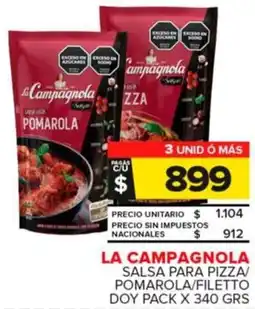 Carrefour Maxi La campagnola salsa para pizza/ pomarola/filetto doy pack oferta
