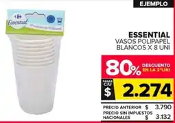 Carrefour Maxi Essential vasos polipapel blancos oferta