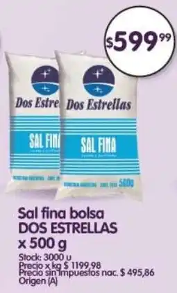 Supermercados Buenos Días Dos estrellas sal fina bolsa oferta