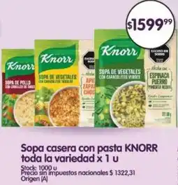 Supermercados Buenos Días Knorr sopa casera con pasta toda la variedad oferta