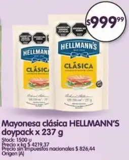 Supermercados Buenos Días Hellmann's mayonesa clásica doypack oferta