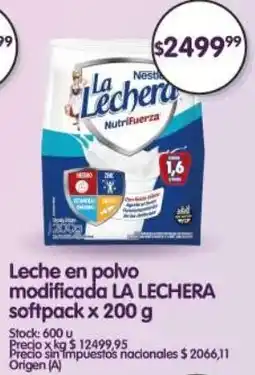 Supermercados Buenos Días La lechera leche en polvo modificada softpack oferta