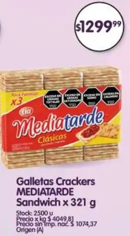Supermercados Buenos Días Mediatarde galletas crackers sandwich oferta