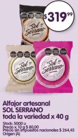 Supermercados Buenos Días Sol serrano alfajor artesanal toda la variedad oferta