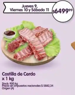 Supermercados Buenos Días Costilla de cerdo oferta