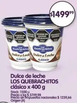 Supermercados Buenos Días Los quebrachitos dulce de leche clásico oferta