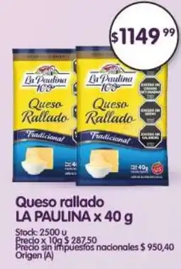 Supermercados Buenos Días La paulina queso rallado oferta