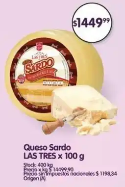Supermercados Buenos Días Las tres queso sardo oferta