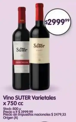 Supermercados Buenos Días Suter vino varietales oferta