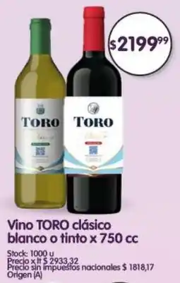 Supermercados Buenos Días Toro vino clásico blanco o tinto oferta